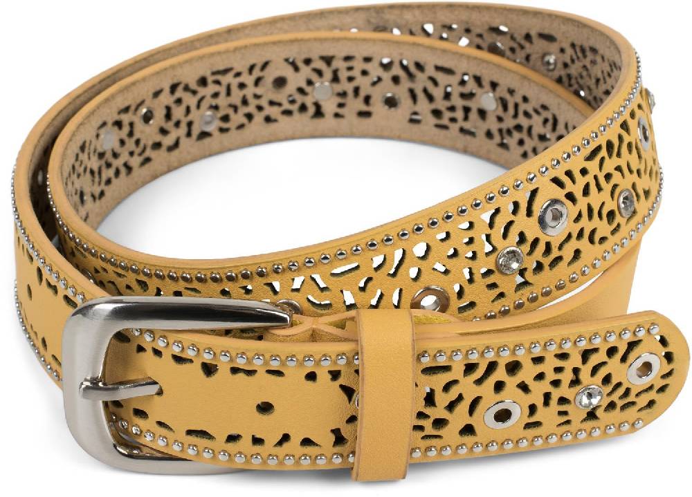 Stylebreaker Gürtel mit Lochmuster, Strass und Nieten Lagerräumung