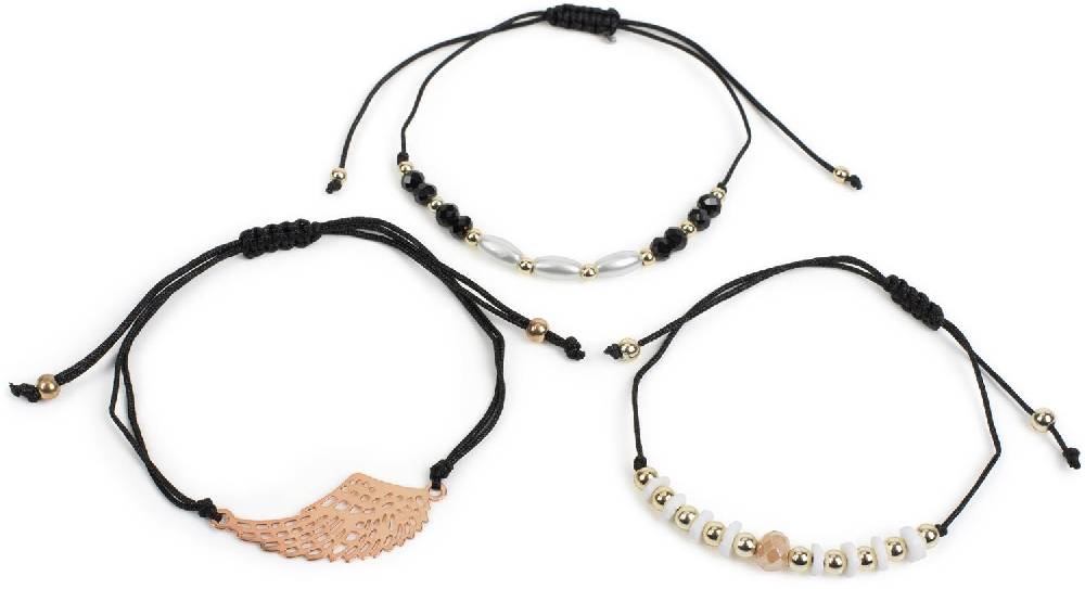 Stylebreaker Slider Armband 3er Set mit Flügel und Perlen Letzter Tag