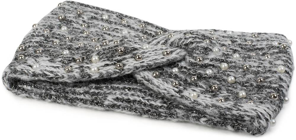 Stylebreaker Strick Stirnband Perlen Metallic Faden und Knoten Detail Sonderangebot der Fabrik