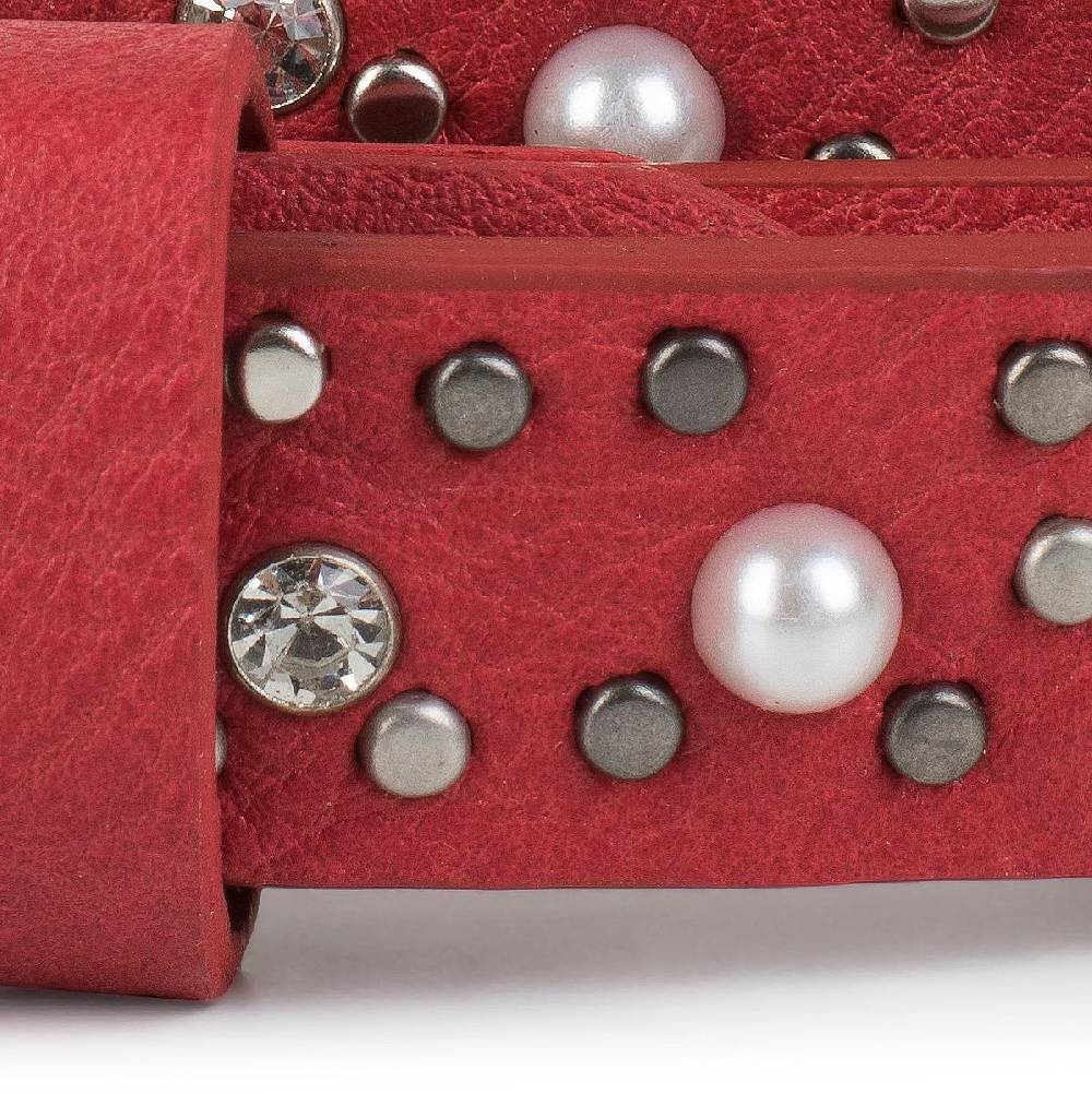 Stylebreaker Schmaler Nietengürtel mit Perlen und Strass Kostenloser Versand international