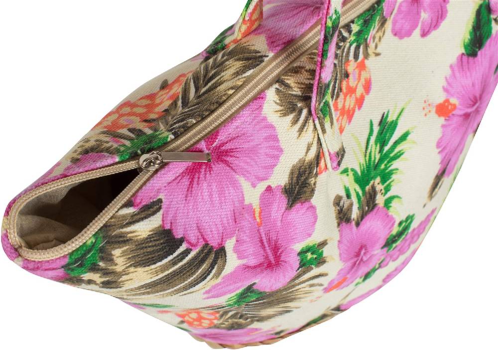 Stylebreaker Strandtasche mit Hibiskus und Bast Fabrikverkauf