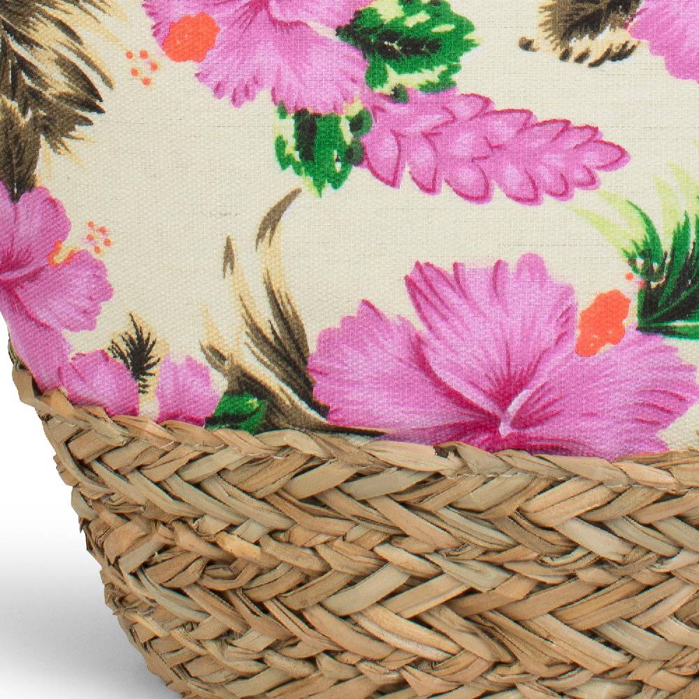 Stylebreaker Strandtasche mit Hibiskus und Bast Fabrikverkauf
