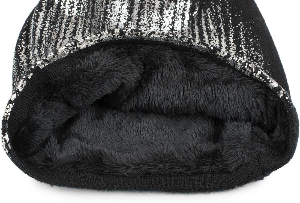 Stylebreaker Feinstrick Beanie mit Metallic Print Neueste Mode