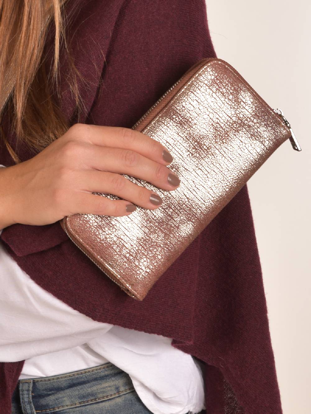 Stylebreaker Geldbörse genarbt Antik Metallic VIP-Rabatte