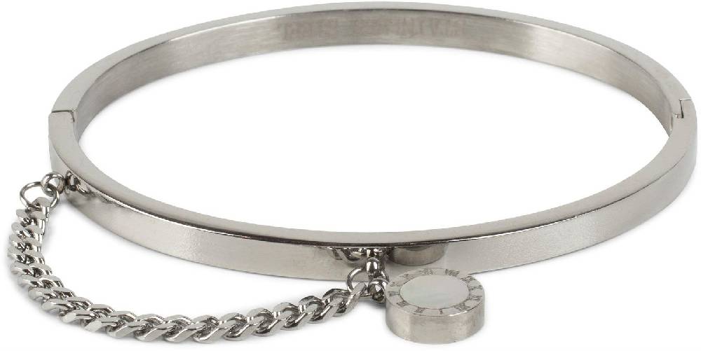 Stylebreaker Edelstahl Armreif mit Kette & Anhänger im Angebot