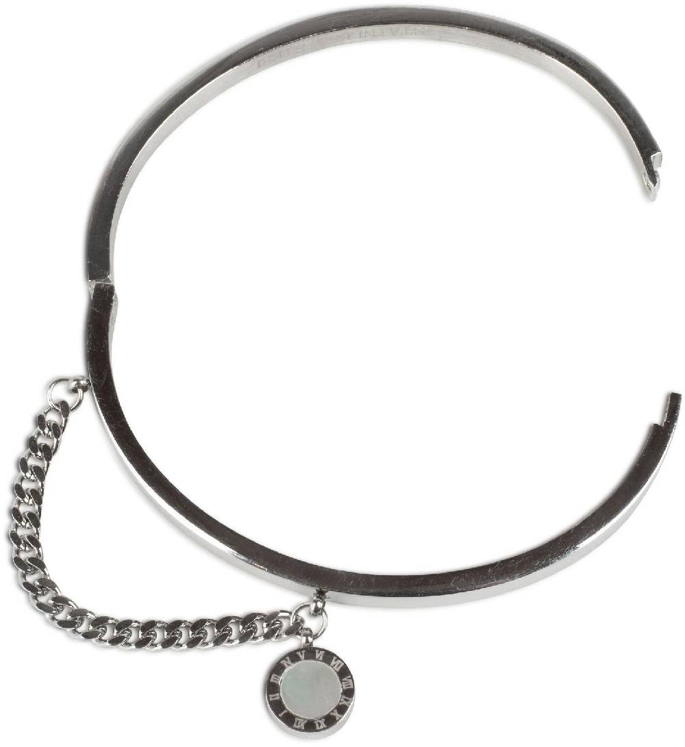 Stylebreaker Edelstahl Armreif mit Kette & Anhänger im Angebot