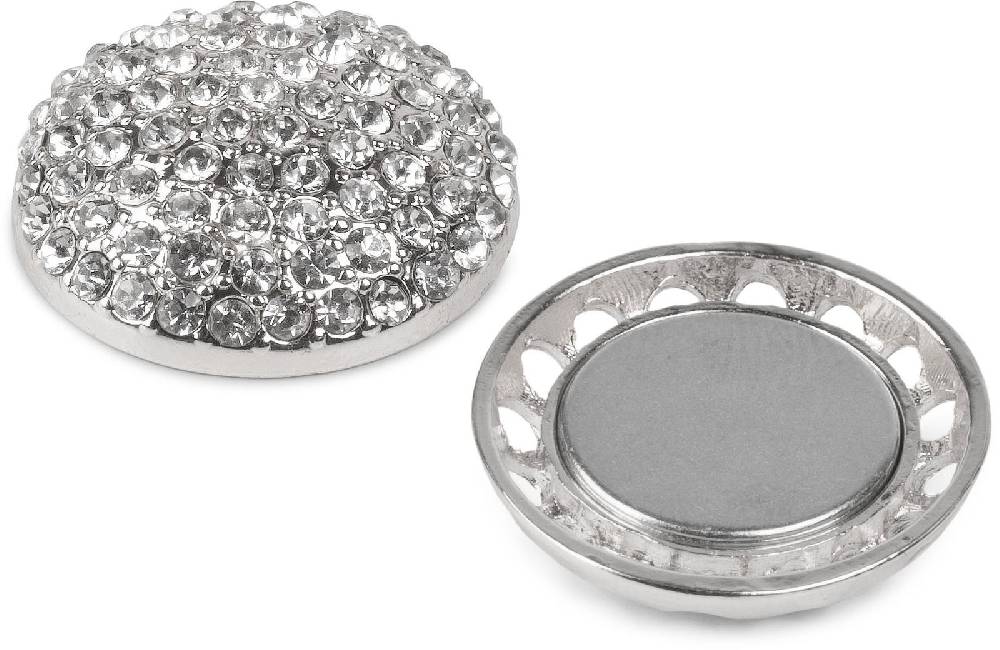 Stylebreaker Kleine runde Magnet Brosche mit Strass Kostenloser Versand