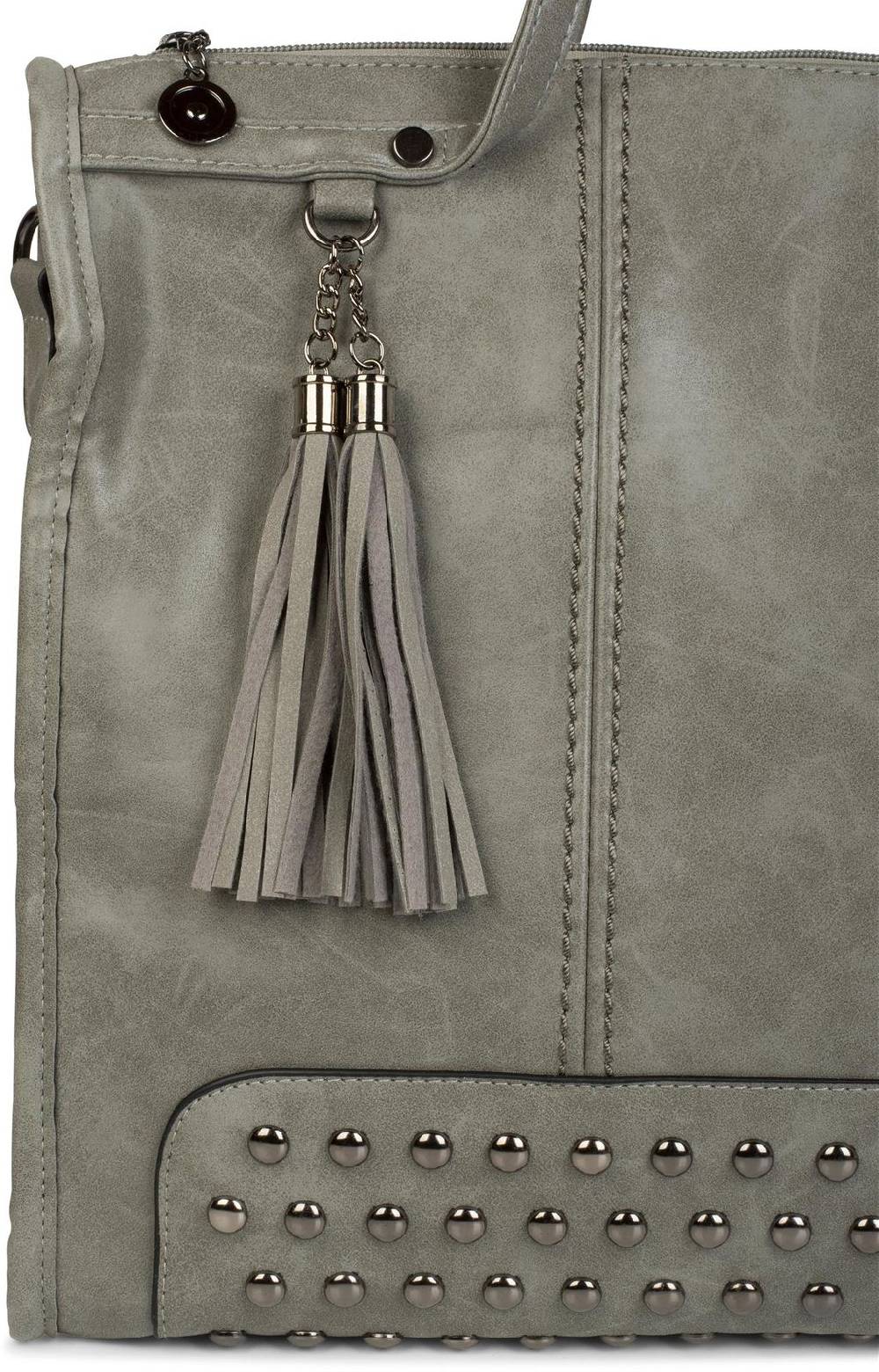 Stylebreaker Henkeltasche mit Nieten und Quaste Sonderangebot