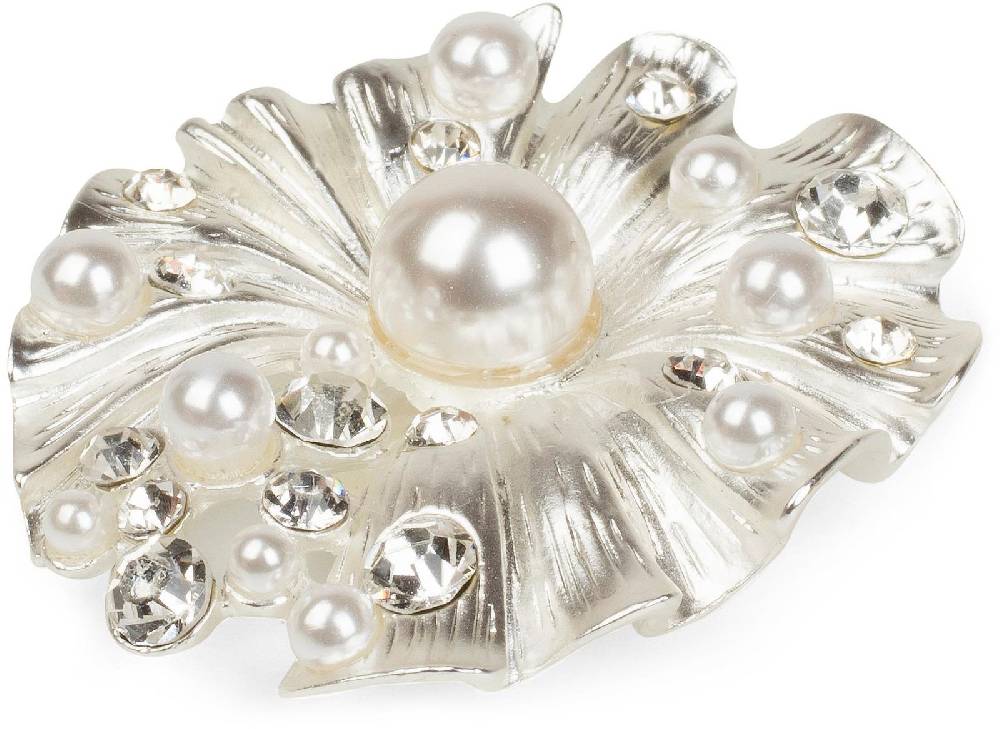Stylebreaker Muschel Magnet Brosche mit Strass & Perle Online Shopping