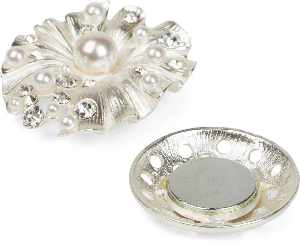 Stylebreaker Muschel Magnet Brosche mit Strass & Perle Online Shopping