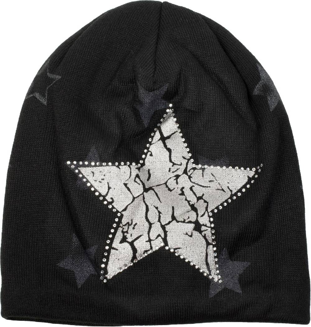 Stylebreaker Feinstrick Beanie mit Sternen und Strass Saisonschlussverkauf