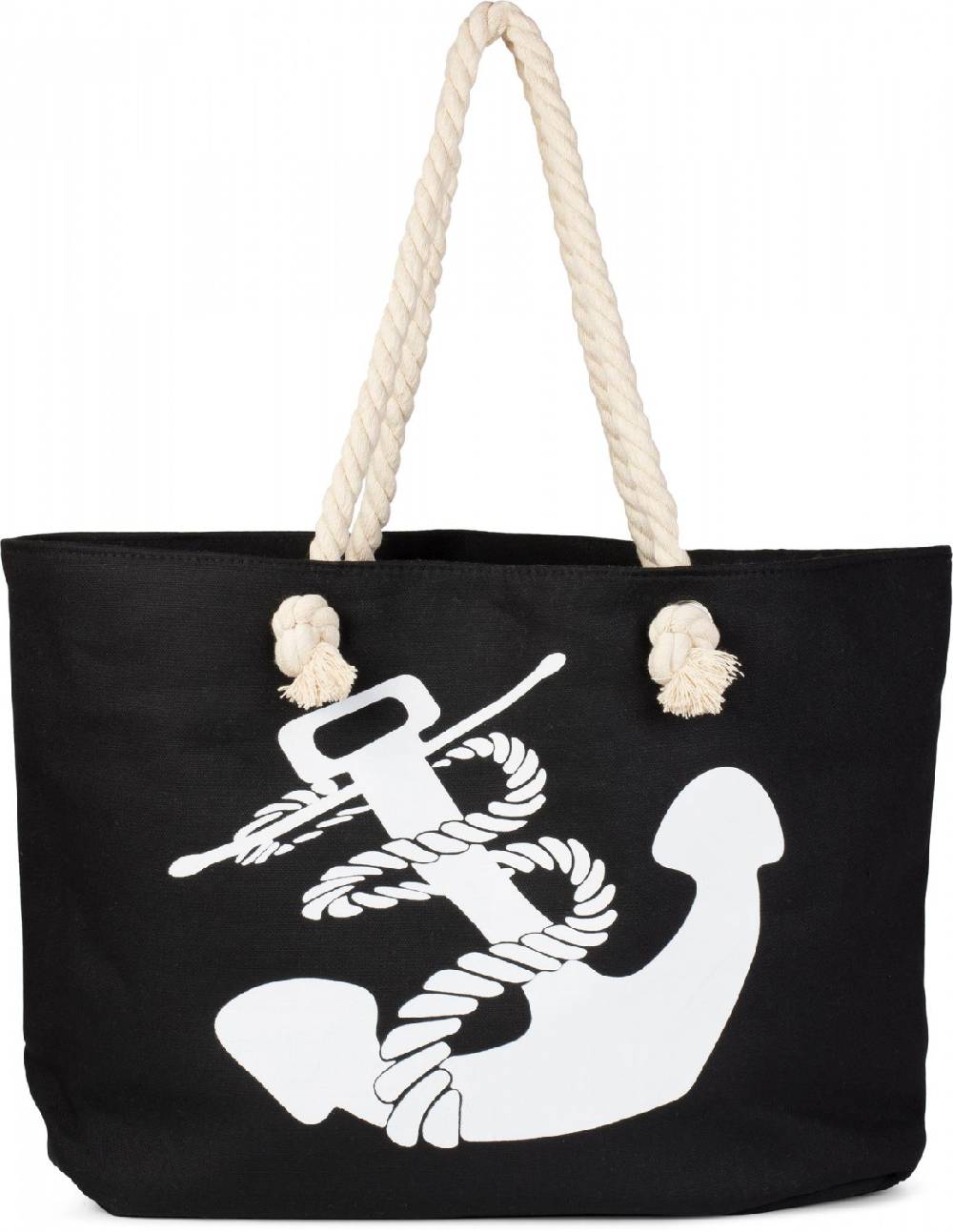Stylebreaker Flechtoptik Strandtasche mit Anker Print
