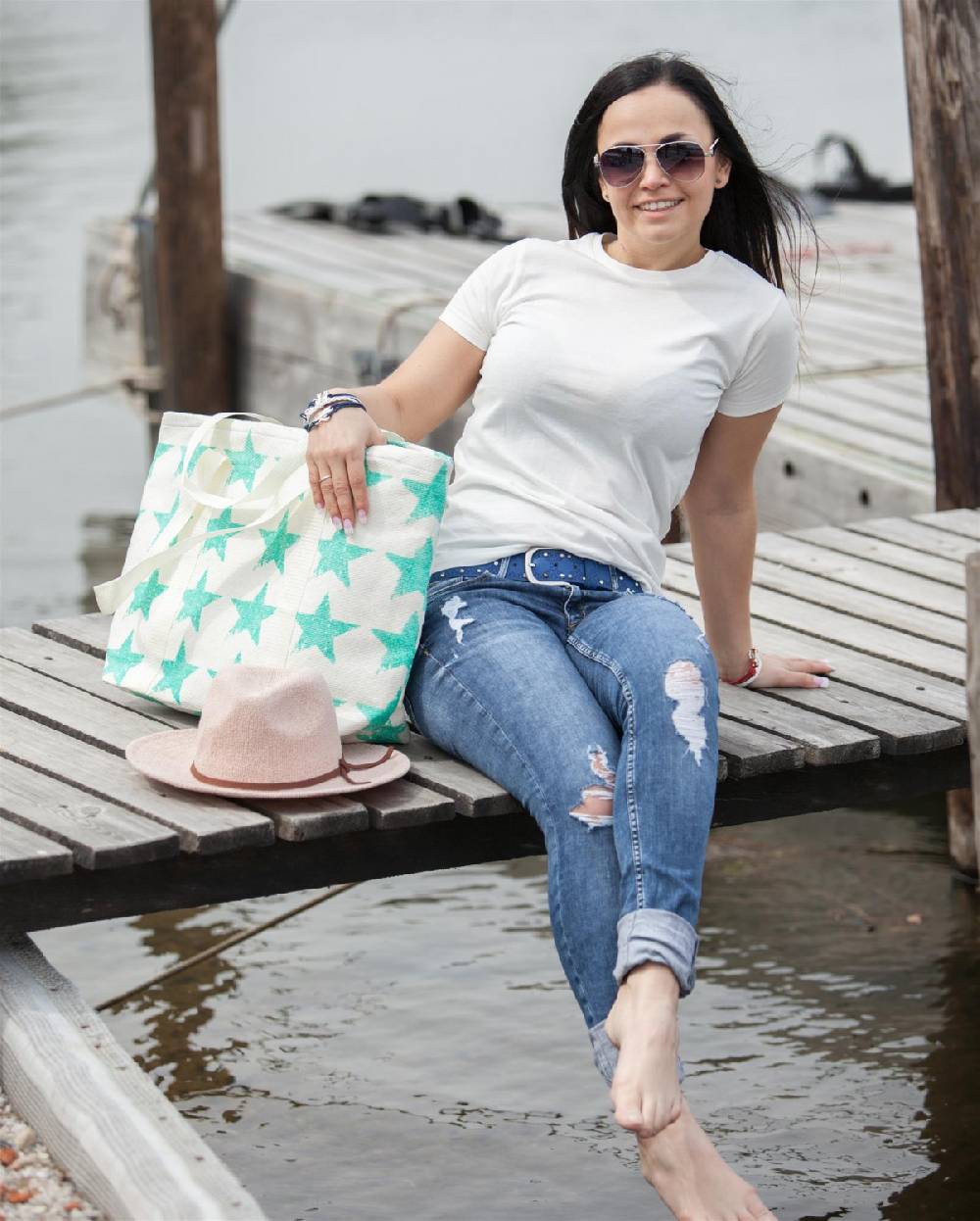 Stylebreaker Strandtasche mit Vintage Stern Muster Sonderangebot der Fabrik