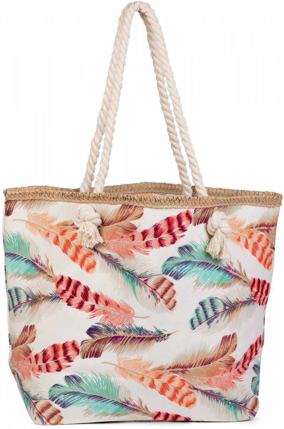 Stylebreaker Strandtasche mit bunten Federn Nur noch ein Tag übrig