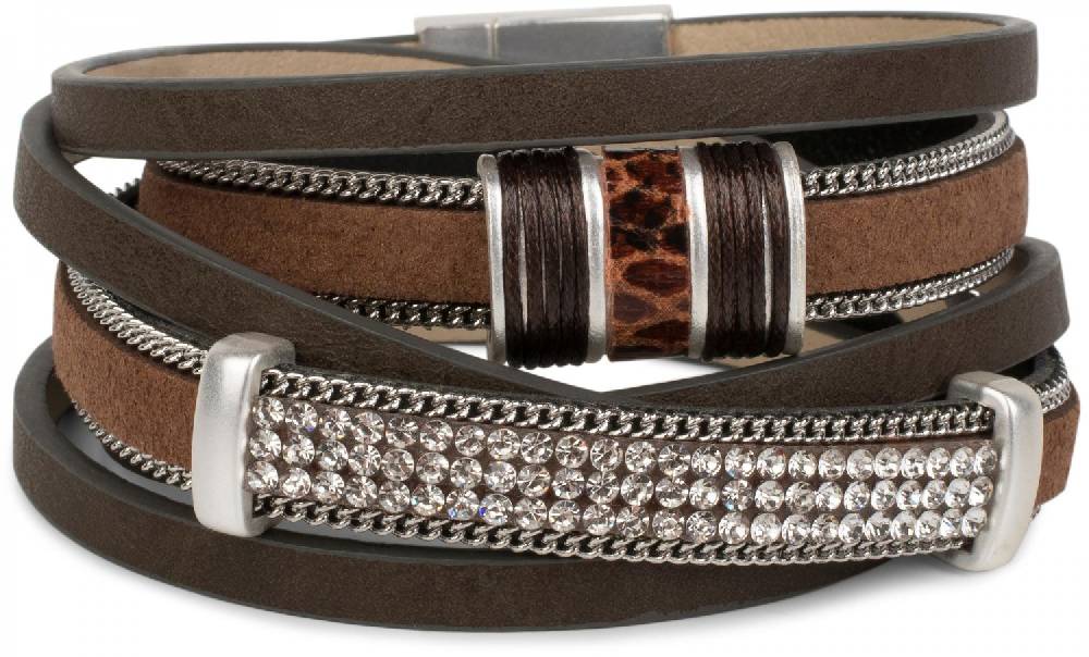 Stylebreaker Wickelarmband mit Strass, Gliederkette, 3-Reihig 50% Rabatt für begrenzte Zeit