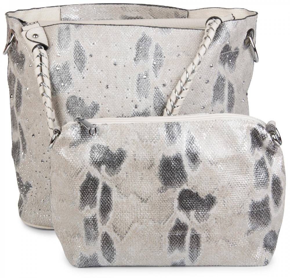 Stylebreaker Handtaschen Set mit Strass Applikation in Schlangenleder Optik Online