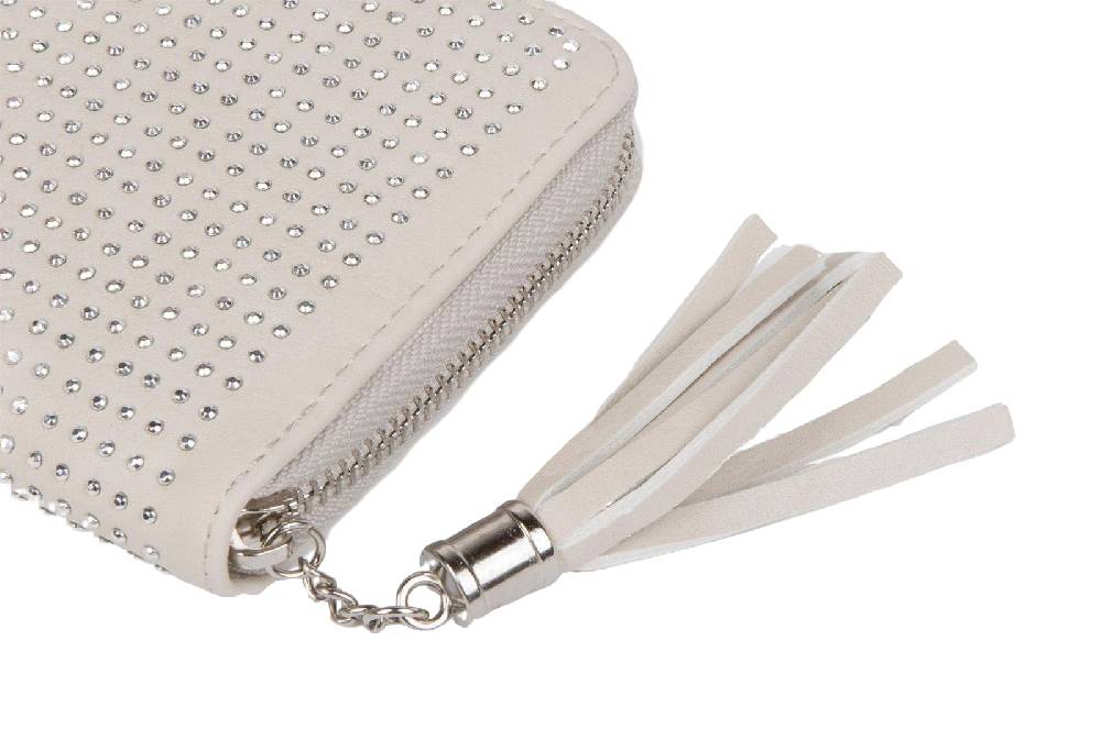 Stylebreaker Geldbörse mit All Over Strass Nieten mit Reißverschluss Outlet