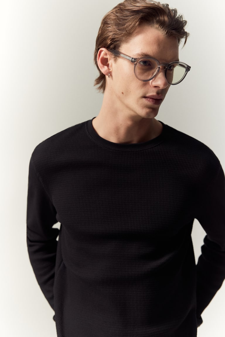 H&M Shirt aus Waffeljersey in Slim Fit Blitzverkäufe