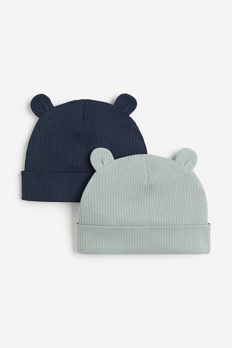 H&M 2er-Pack Gerippte Beanies mit Ohren VIP-Rabatte