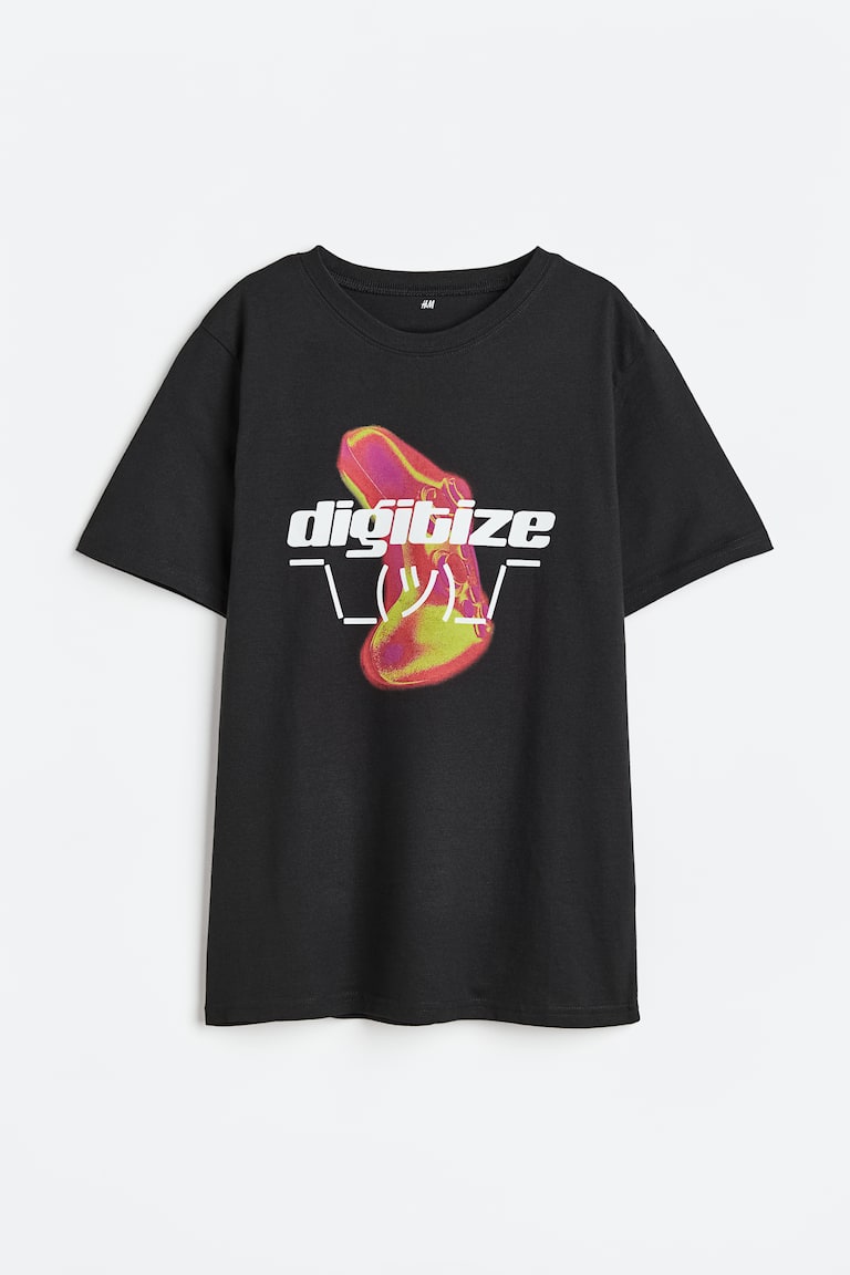 H&M Baumwoll-T-Shirt mit Print VIP-Rabatte