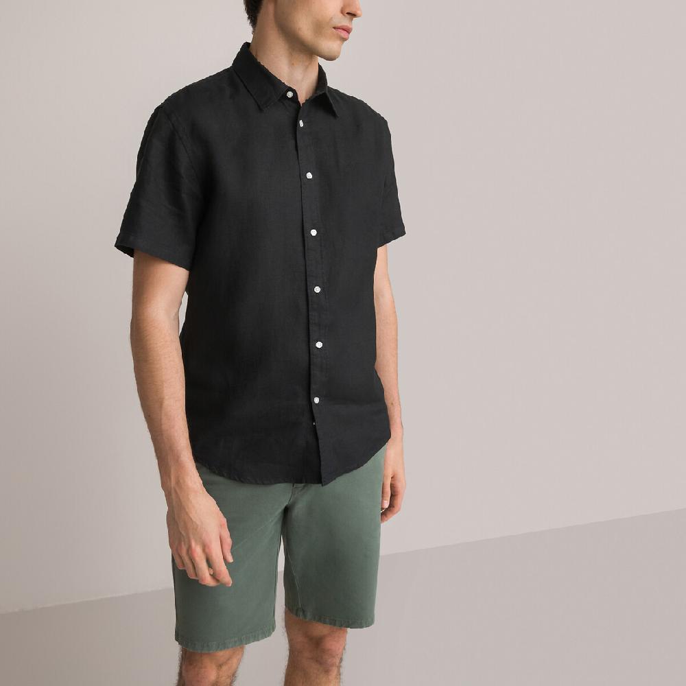 laredoute Kurzärmeliges Leinenhemd Regular-Fit schwarz LA REDOUTE COLLECTIONS Kostenlose Rückgabe
