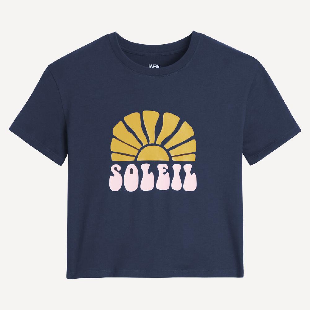 laredoute T-Shirt mit rundem Ausschnitt & Sonnen-Print marine LA REDOUTE COLLECTIONS Bis zu 60% Rabatt