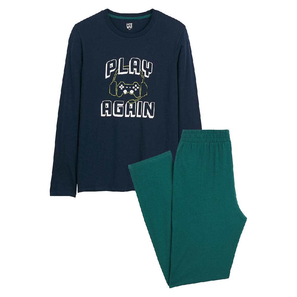 laredoute Pyjama aus Jersey mit Gaming-Aufdruck marine/grün LA REDOUTE COLLECTIONS im Angebot