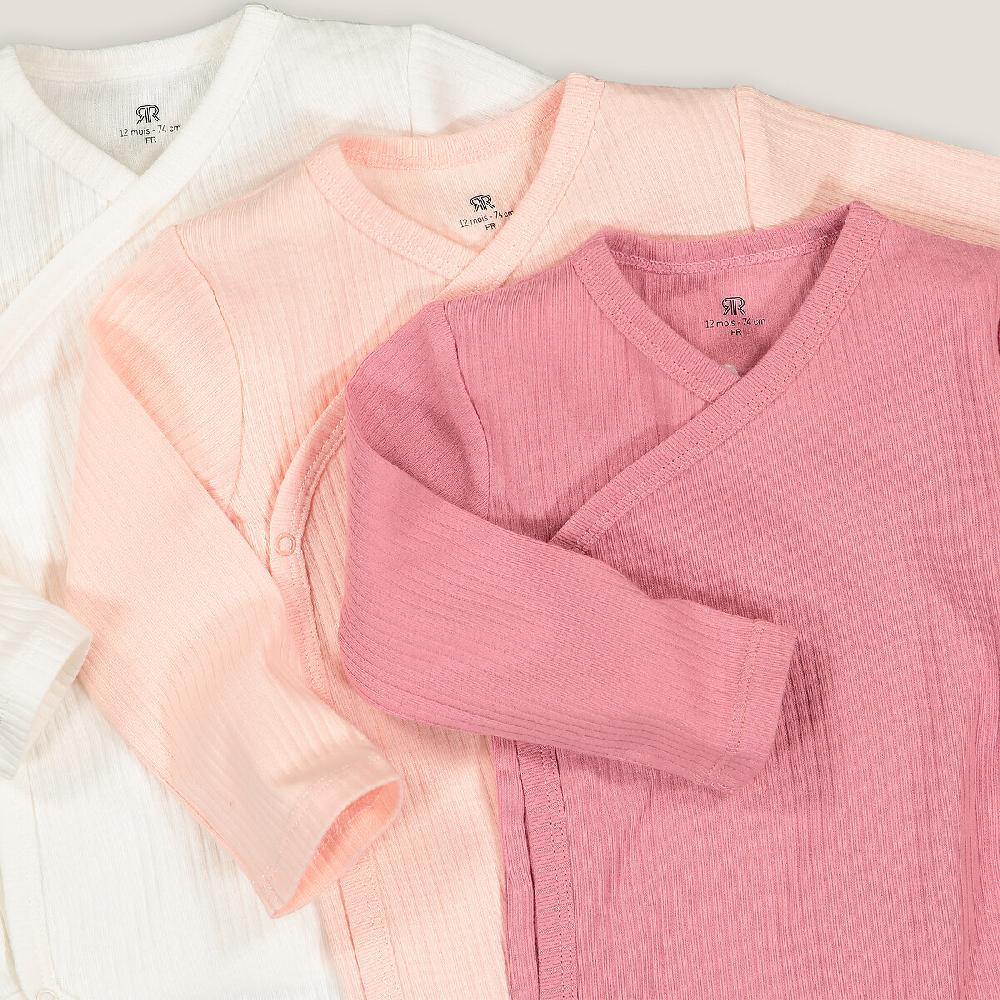 laredoute 3er-Pack Bodys für Neugeborene aus Bio-Baumwolle ecru + rosa LA REDOUTE COLLECTIONS Limitierter Zeitrabatt