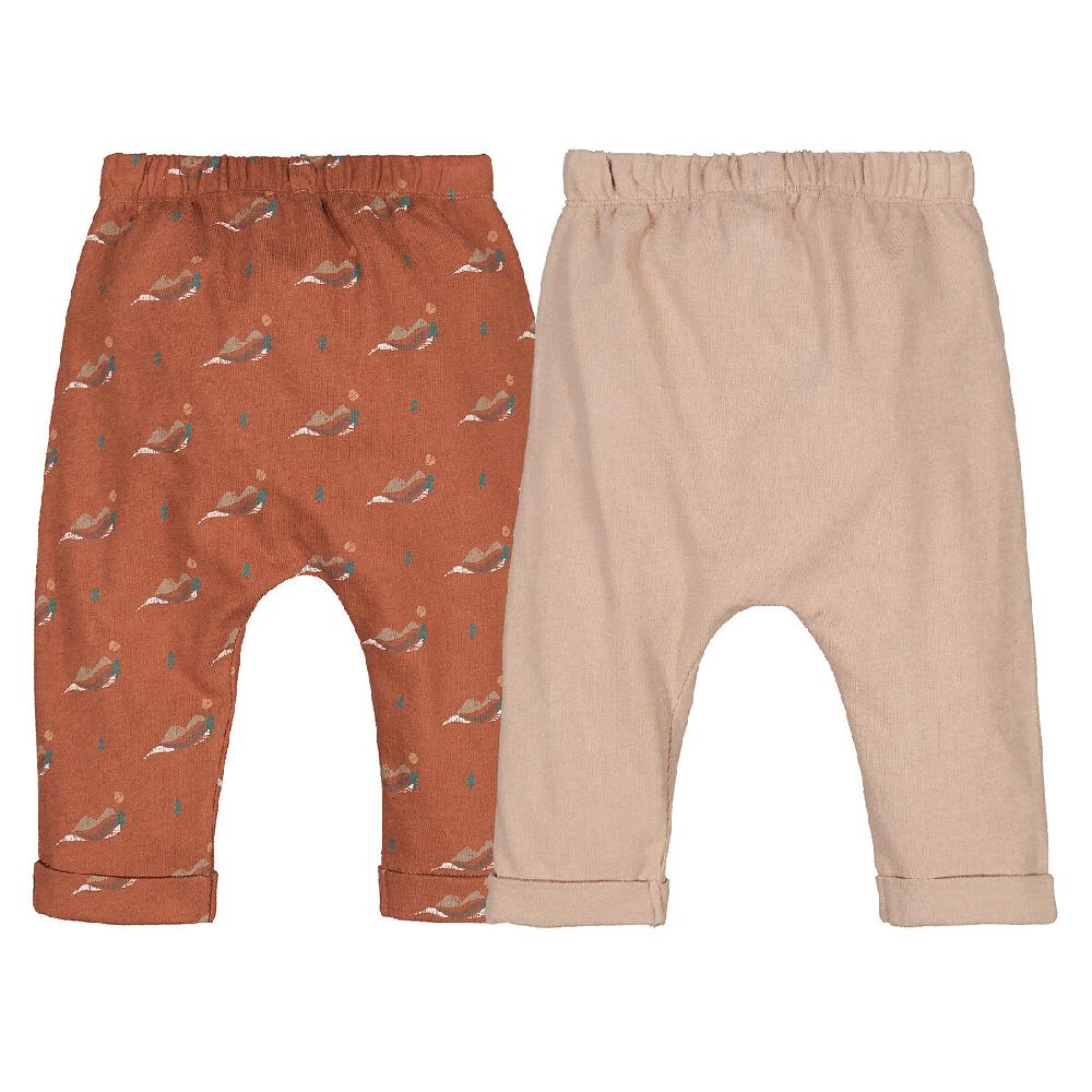 laredoute 2er-Pack Pluderhosen gemusterter Jersey braun / beige LA REDOUTE COLLECTIONS Fabrikpreis
