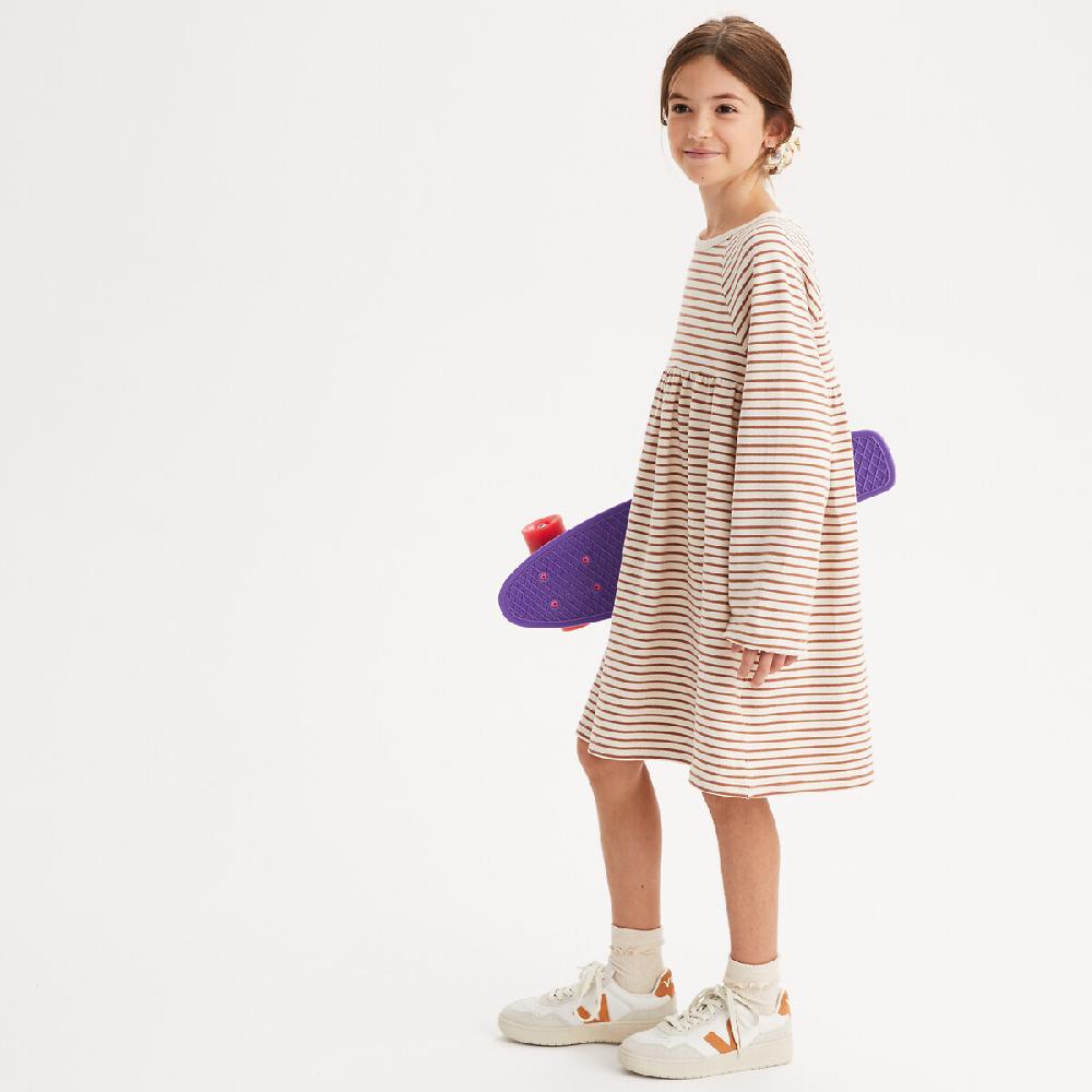 laredoute Gestreiftes Kleid mit langen Ärmeln braun/ecru gestreift LA REDOUTE COLLECTIONS Saisonschlussverkauf