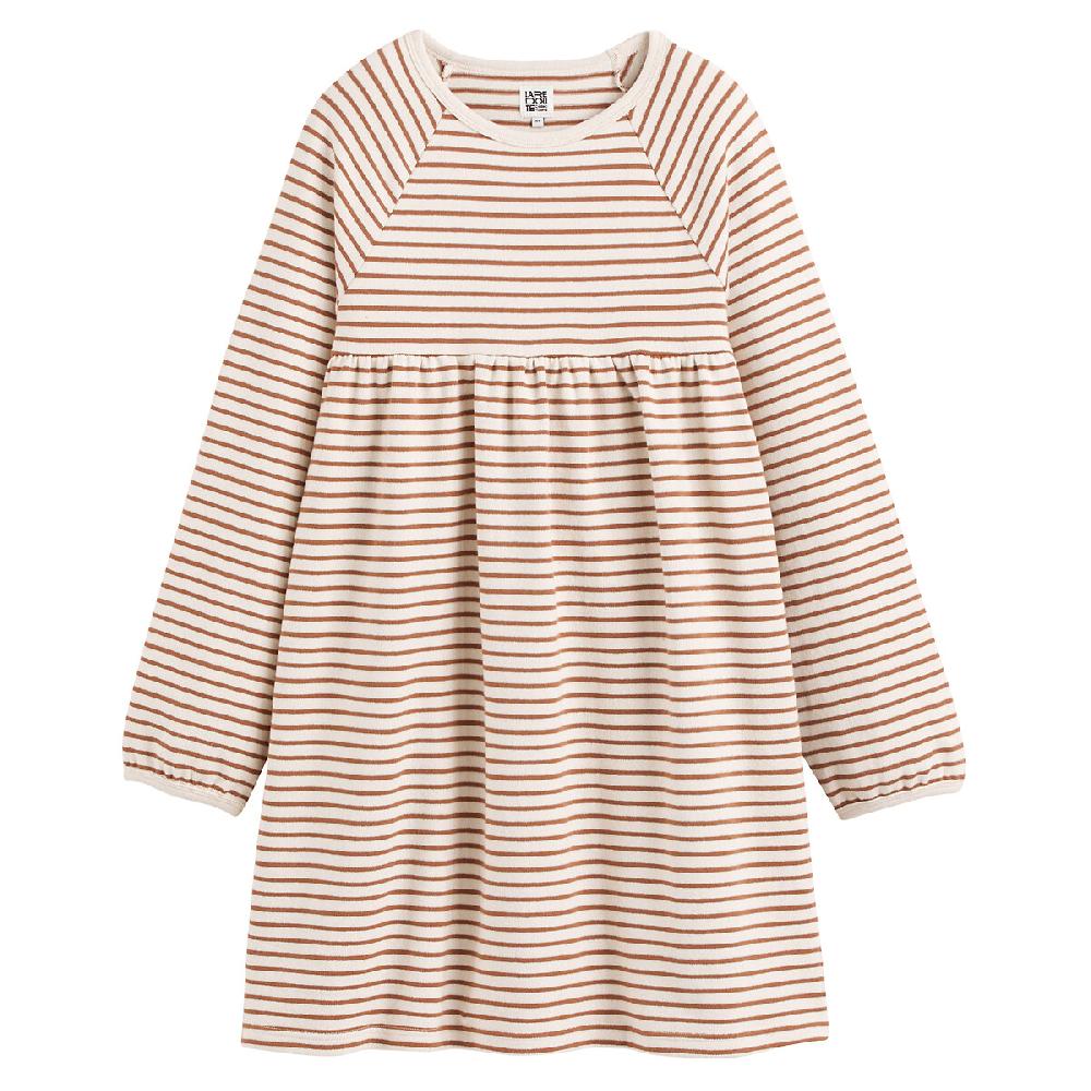 laredoute Gestreiftes Kleid mit langen Ärmeln braun/ecru gestreift LA REDOUTE COLLECTIONS Saisonschlussverkauf